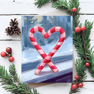 Candy Cane Heart Christmas Holiday Postcard