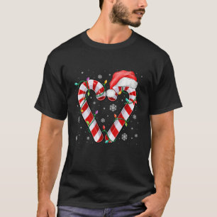 Candy Cane Heart Christmas Lights Santa Hat Xmas P T-Shirt