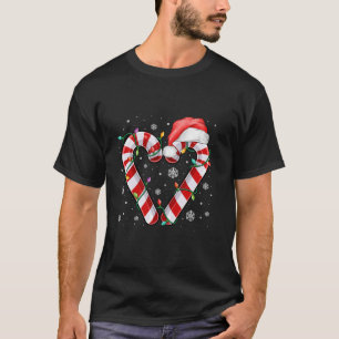 Candy Cane Heart Christmas Lights Santa Hat Xmas P T-Shirt