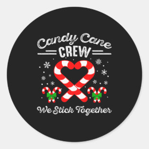 Candy Cane Heart Crew We Stick Together Matching P Classic Round Sticker