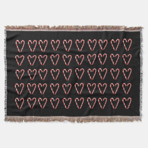 Candy Cane Heart Image Sweet Christmas Holiday  Throw Blanket