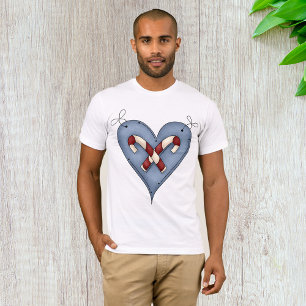 Candy Cane Heart Mens T-Shirt