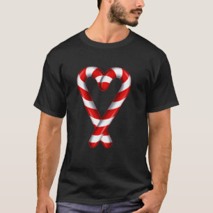 Candy Cane Heart Merry And Bright Red White Candy T-Shirt
