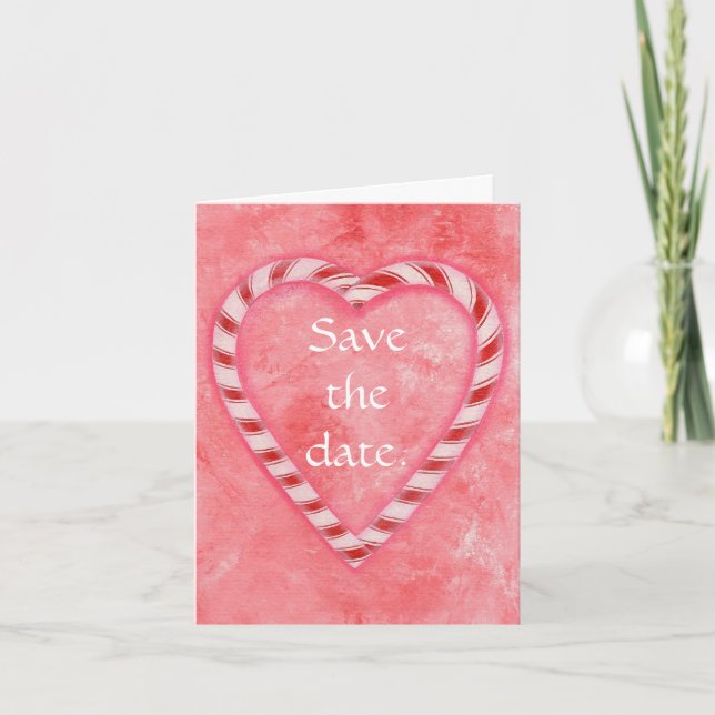 Candy Cane Heart Save the date Cards (Front)