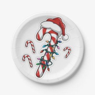 Candy Cane Heart Sweet Holiday Romance Paper Plate