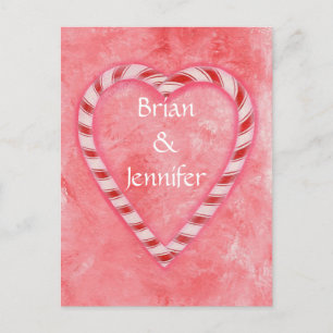 Candy Cane Heart Wedding Invitation Postcards