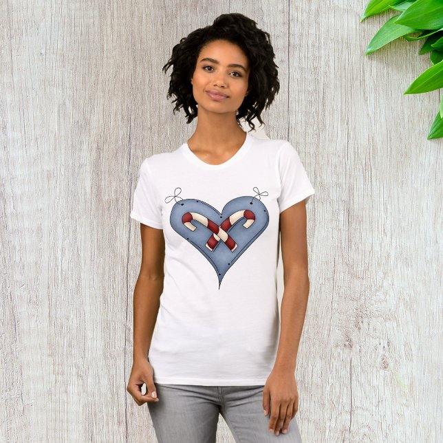 Candy Cane Heart Womens T-Shirt (Creator Uploaded)