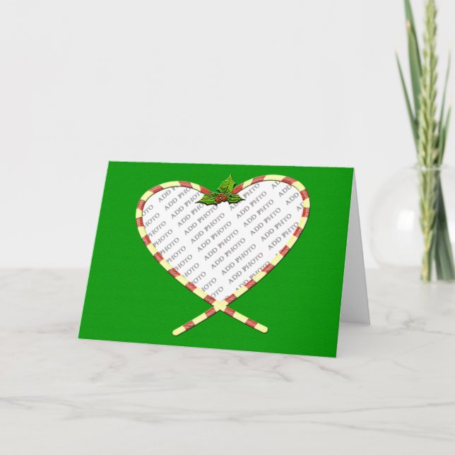 Candy Cane Heart Your Photo Holiday Card (Front)