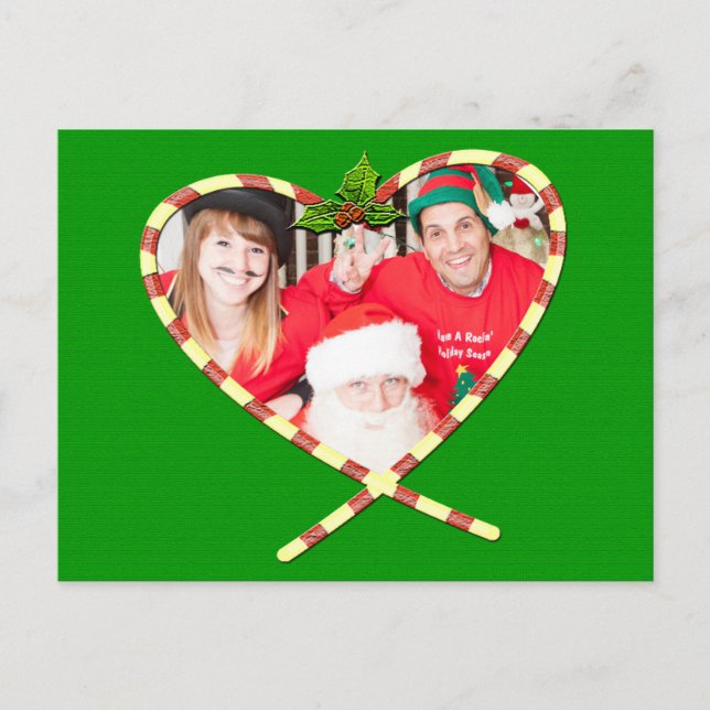 Candy Cane Heart Your Photo Postcard (Front)