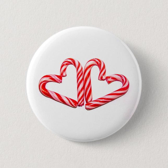 Candy cane hearts 6 cm round badge (Front)