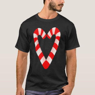 Candy Cane Hearts Christmas Xmas Holidays Santa T-Shirt