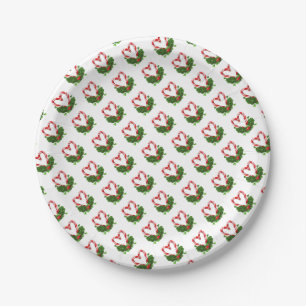 Candy Cane Hearts Holiday Love Merry Christmas Paper Plate
