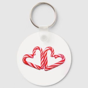 Candy cane hearts key ring
