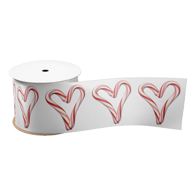 Candy Cane Hearts Satin Ribbon (Spool)