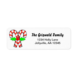 Candy Cane Holiday Christmas Address Return Address Label