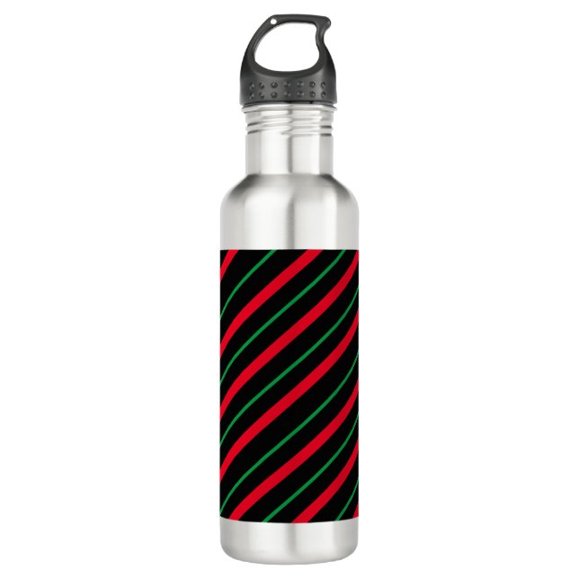 Candy Cane Holiday Stainless Steel Water Bottle (Front)