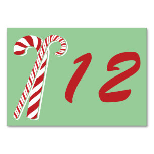 Candy Cane Holly   Custom Table Number Card 3 x 5