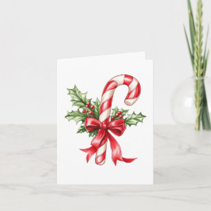 Candy Cane & Holly  Note Card
