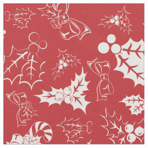 Candy Cane Holly   Red and White Holiday Fabric