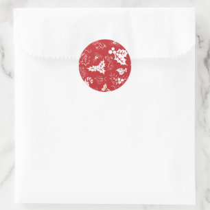 Candy Cane Holly   Red and White Holiday Sticker