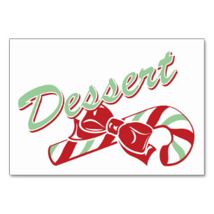 Candy Cane Holly Retro Desert Table Card 3 x 5