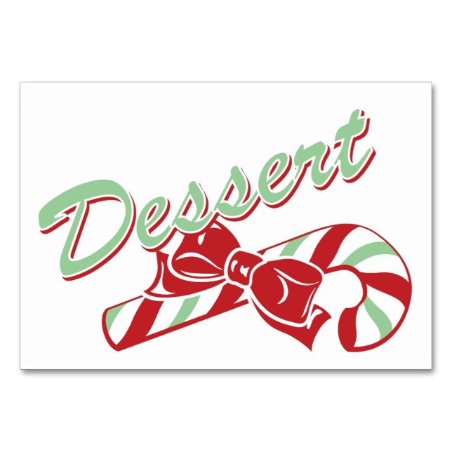 Candy Cane Holly | Retro Desert Table Card 3 x 5 (Front)