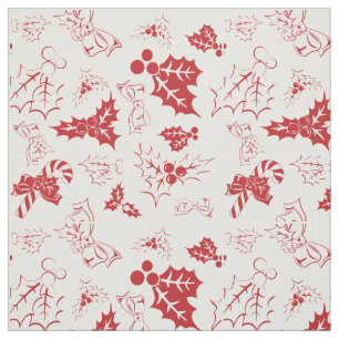 Candy Cane Holly   White and Red Holiday Fabric