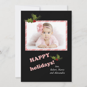 Candy Cane Horizontal Photo Holiday Card