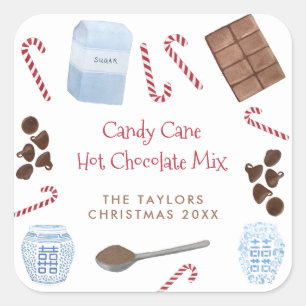 Candy Cane Hot Chocolate Mix Holiday Gift Square Sticker