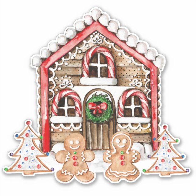 Candy Cane house, gingerbread boy, girl square (Front)