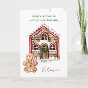 Candy Cane House Granddaughter Christmas Holiday Card