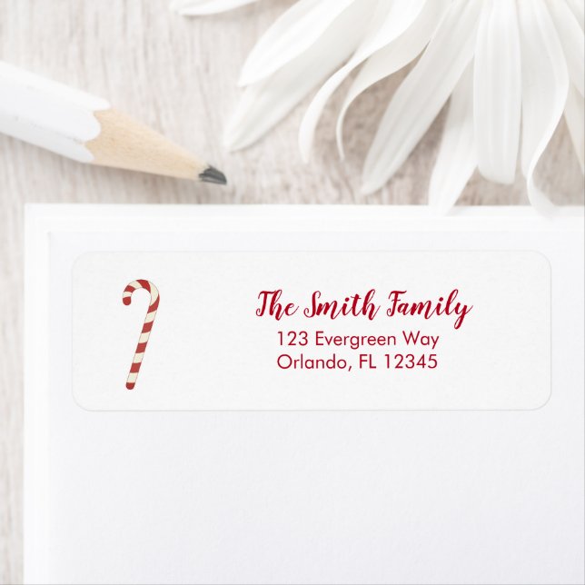 Candy Cane Illustration Return Address Label (Insitu)