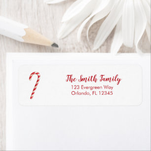 Candy Cane Illustration Return Address Label