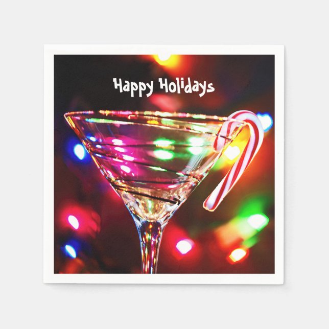 Candy Cane In Martini Glass Napkin (Front)