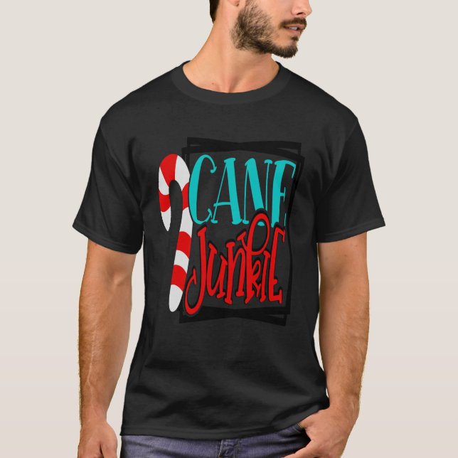 Candy Cane Junkie Funny Christmas Shirt Girls Boys (Front)