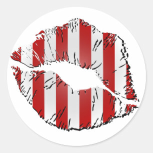 Candy Cane Kisses Classic Round Sticker