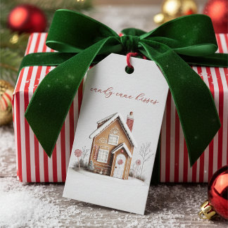 Candy Cane Kisses Gingerbread House Christmas Gift Gift Tags