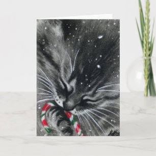 Candy Cane Kitten Card