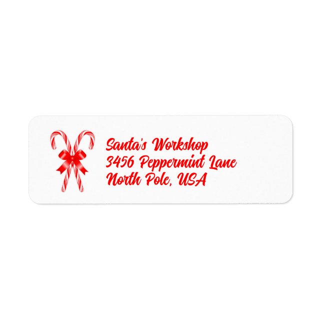 Candy Cane Label Return Address Label (Front)
