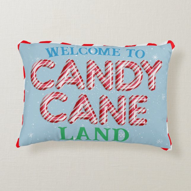 Candy Cane Land Christmas Welcome  Decorative Cushion (Back)