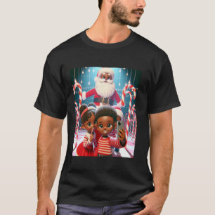 Candy Cane Lane African American Siblings Holiday  T-Shirt