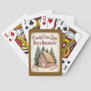 Candy Cane Lane Bed & Breakfast Winter House Playing Cards