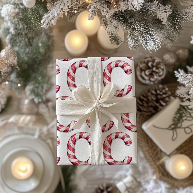 Candy Cane Letter C Christmas  Wrapping Paper (Creator Uploaded)