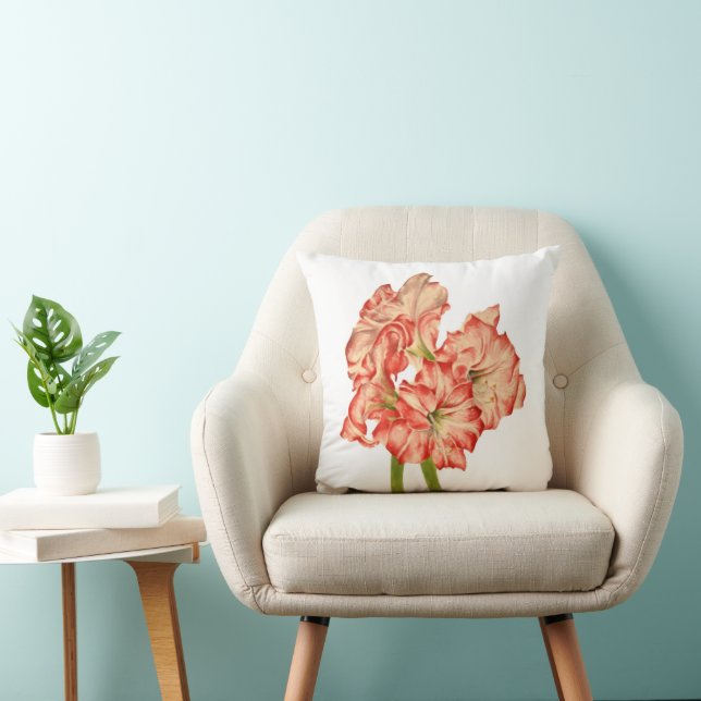 Candy Cane Lilies on a Throw Pillow (Chair)