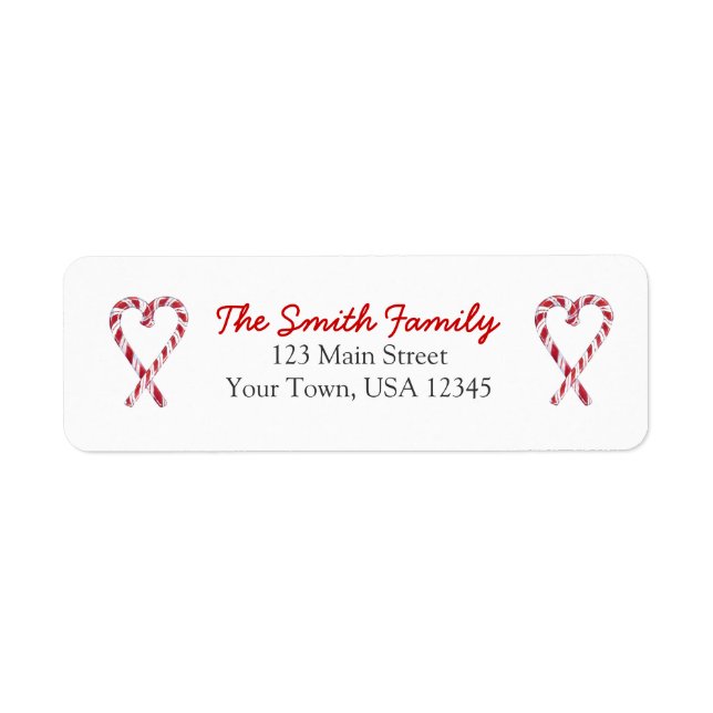Candy Cane Love Return Address Sticker (Front)