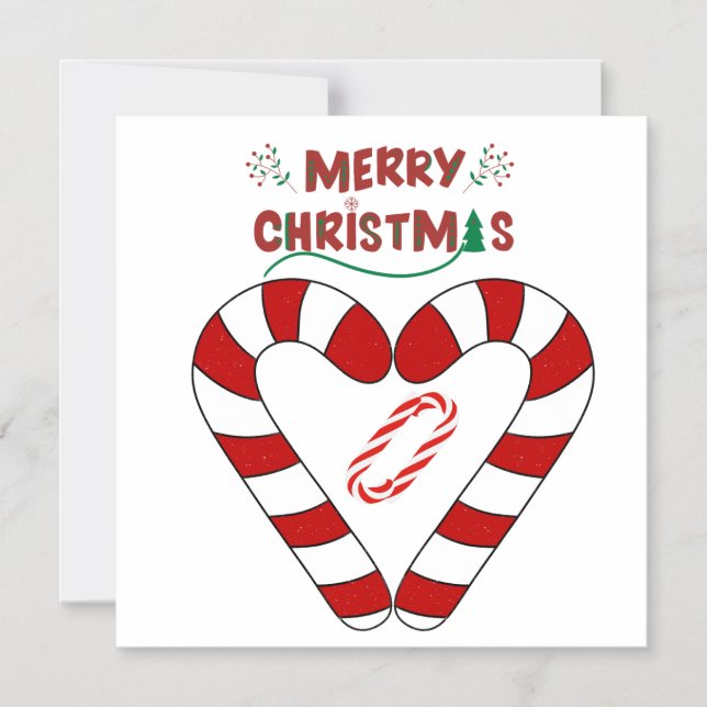 Candy Cane Magnetic Invitation (Front)