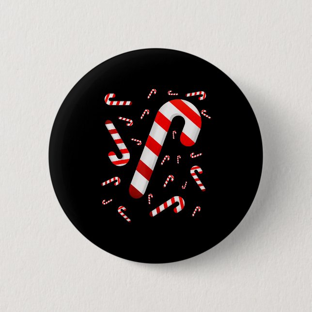 Candy Cane Merry And Bright Red And White Candy Co 6 Cm Round Badge (Front)