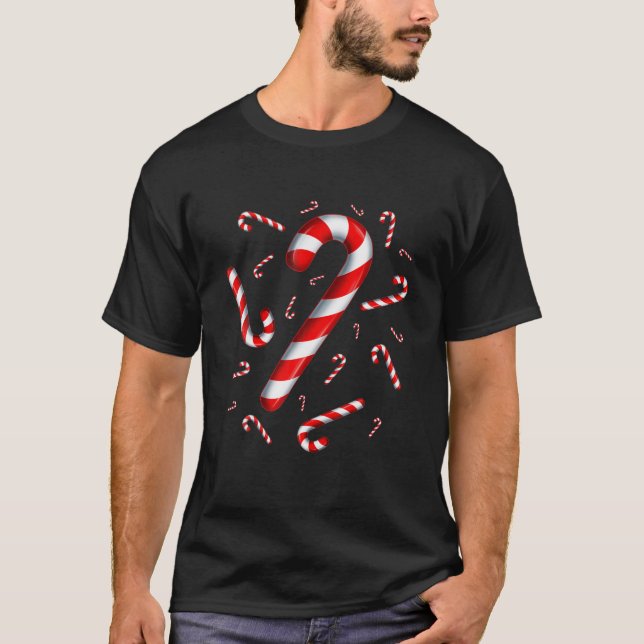 Candy Cane Merry And Bright Red And White Candy Co T-Shirt (Front)