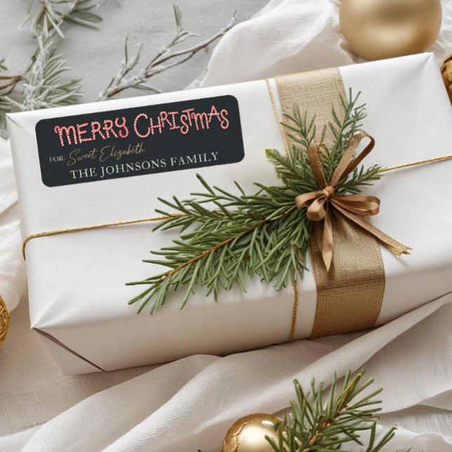 Candy Cane Merry Christmas Gift Label Return Address Label (Christmas Tag)