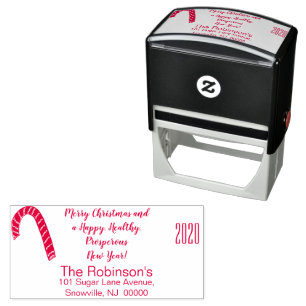 Candy Cane Merry Christmas Happy New Year Self-inking Stamp